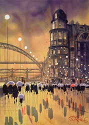 Quayside Reflections, Newcastle Upon Tyne by Peter J Rodgers - Original Painting on Paper sized 20x28 inches. Available from Whitewall Galleries